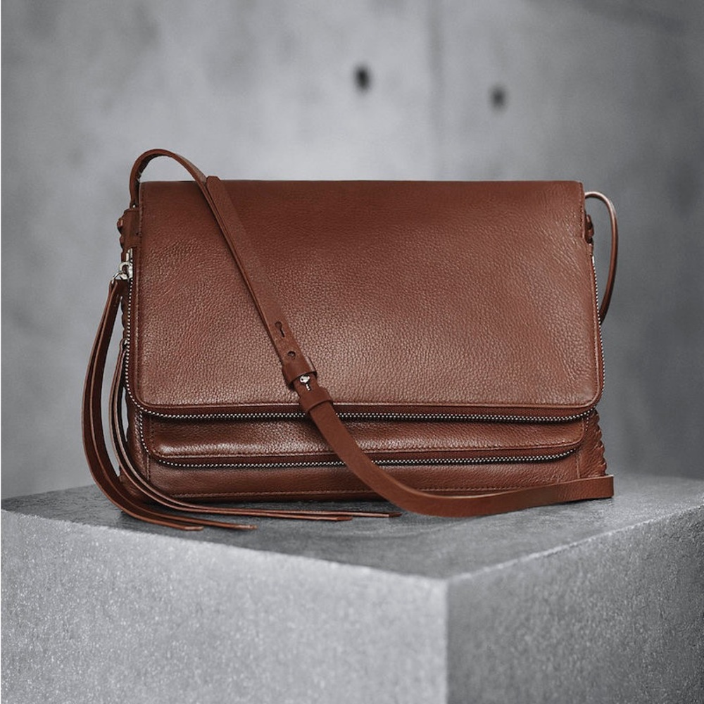 Allsaints | Club Crossbody Bag in Brown Leather